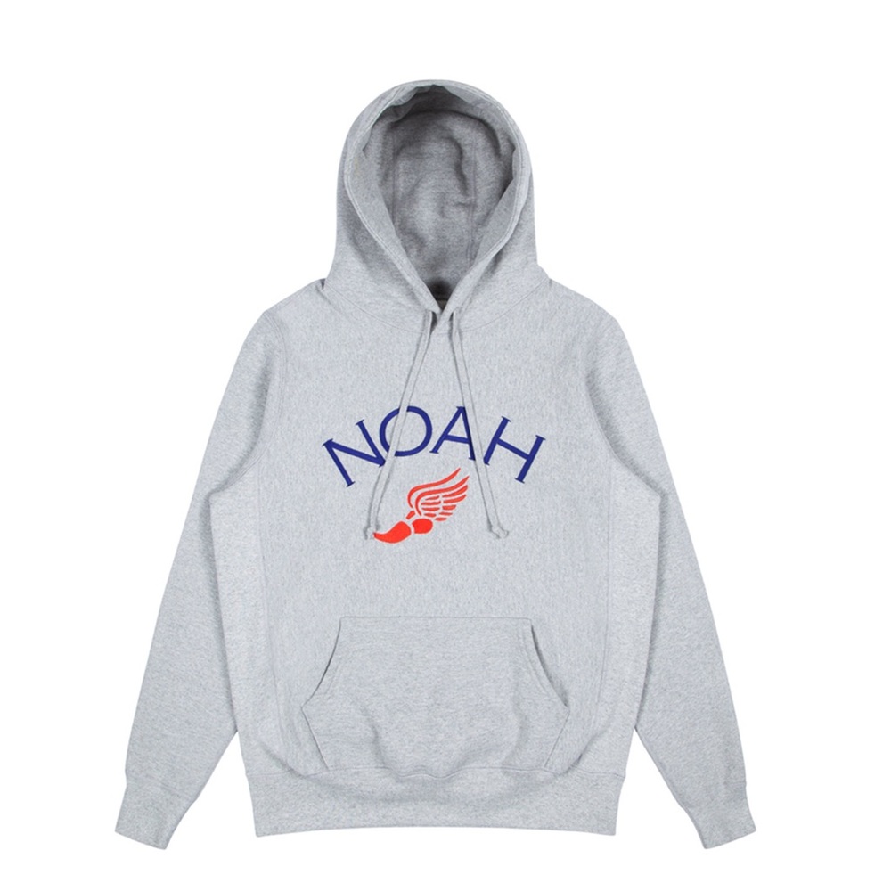 NWT SS20 NOAH NYC WINGED FOOT EMBROIDERED HOODIE MENS SMALL HEATHER GREY
